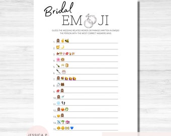 BRIDAL SHOWER GAMES, Emoji Pictionary, jeux de douche de mariage, douche nuptiale, jeux imprimables