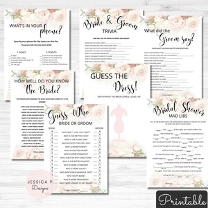 Bridal shower games download, bridal shower game, bridal shower, floral bridal shower, wedding shower games, bridal games, printable games