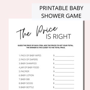 BABY SHOWER GAMES, Price is right, baby shower game, baby shower, instant download, printable game