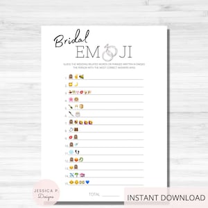 BRIDAL SHOWER GAMES, Emoji Pictionary, jeux de douche de mariage, douche nuptiale, jeux imprimables