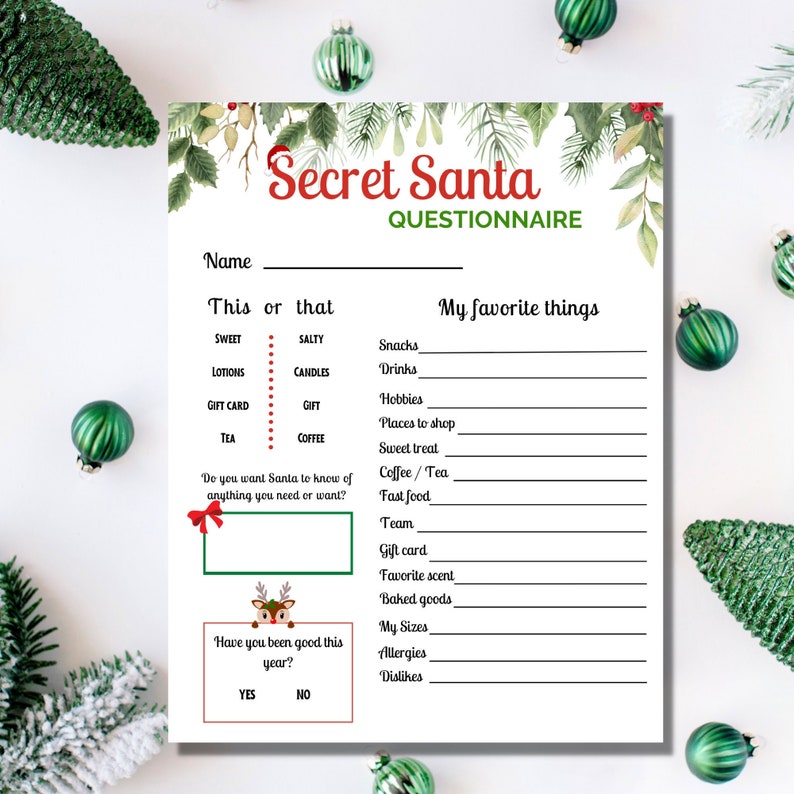 Secret Santa PRINTABLE Holiday - Il 794xN.4412820887 Katm 