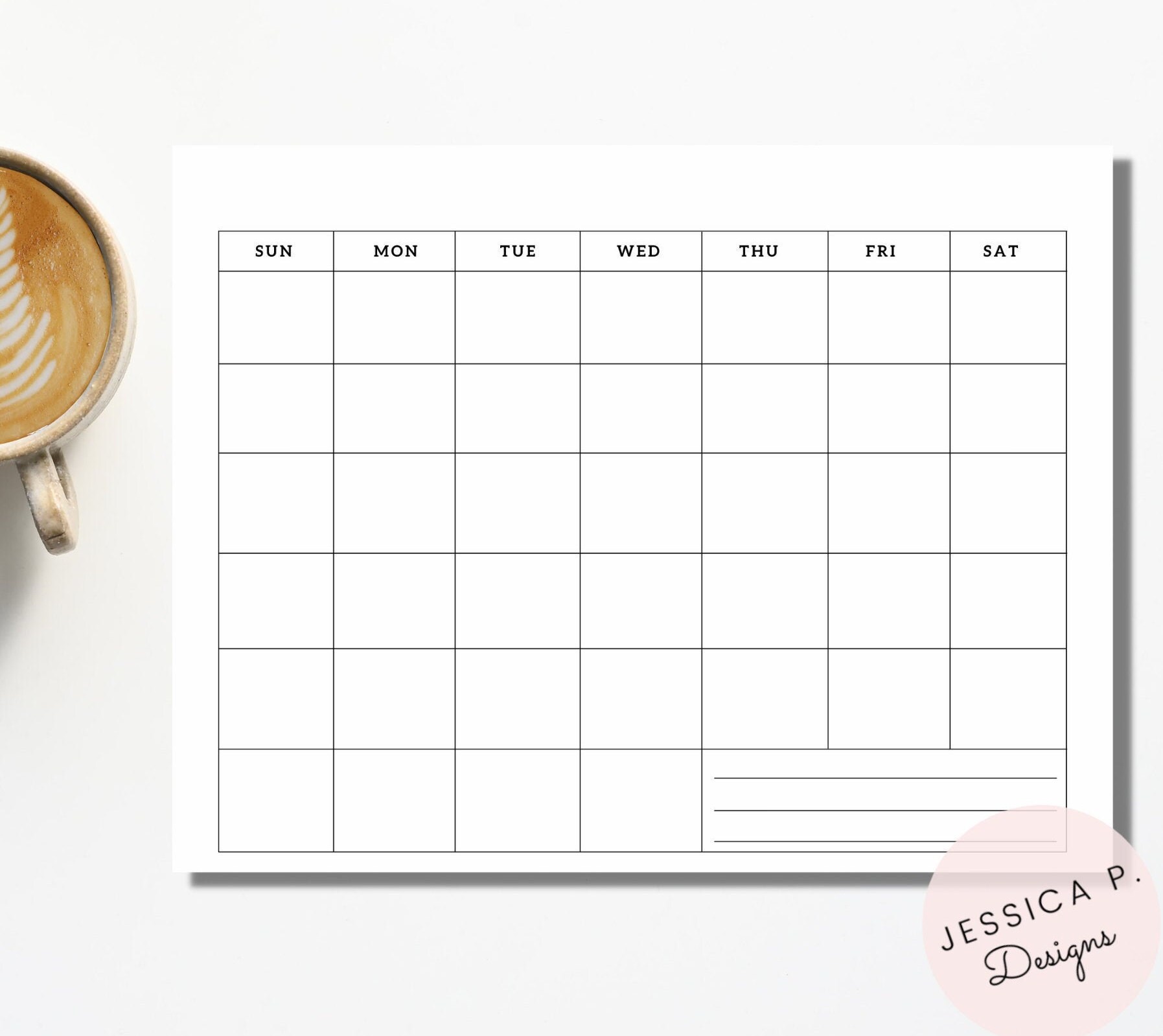 Blank Calendar, Monthly Calendar , Minimalist , Printable Calendar ...