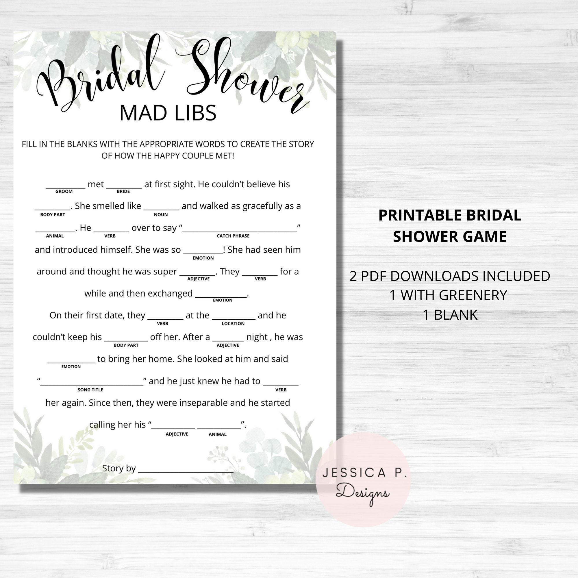Bridal Shower Games, Bridal Shower Game, Bridal Shower, Greenery Bridal
