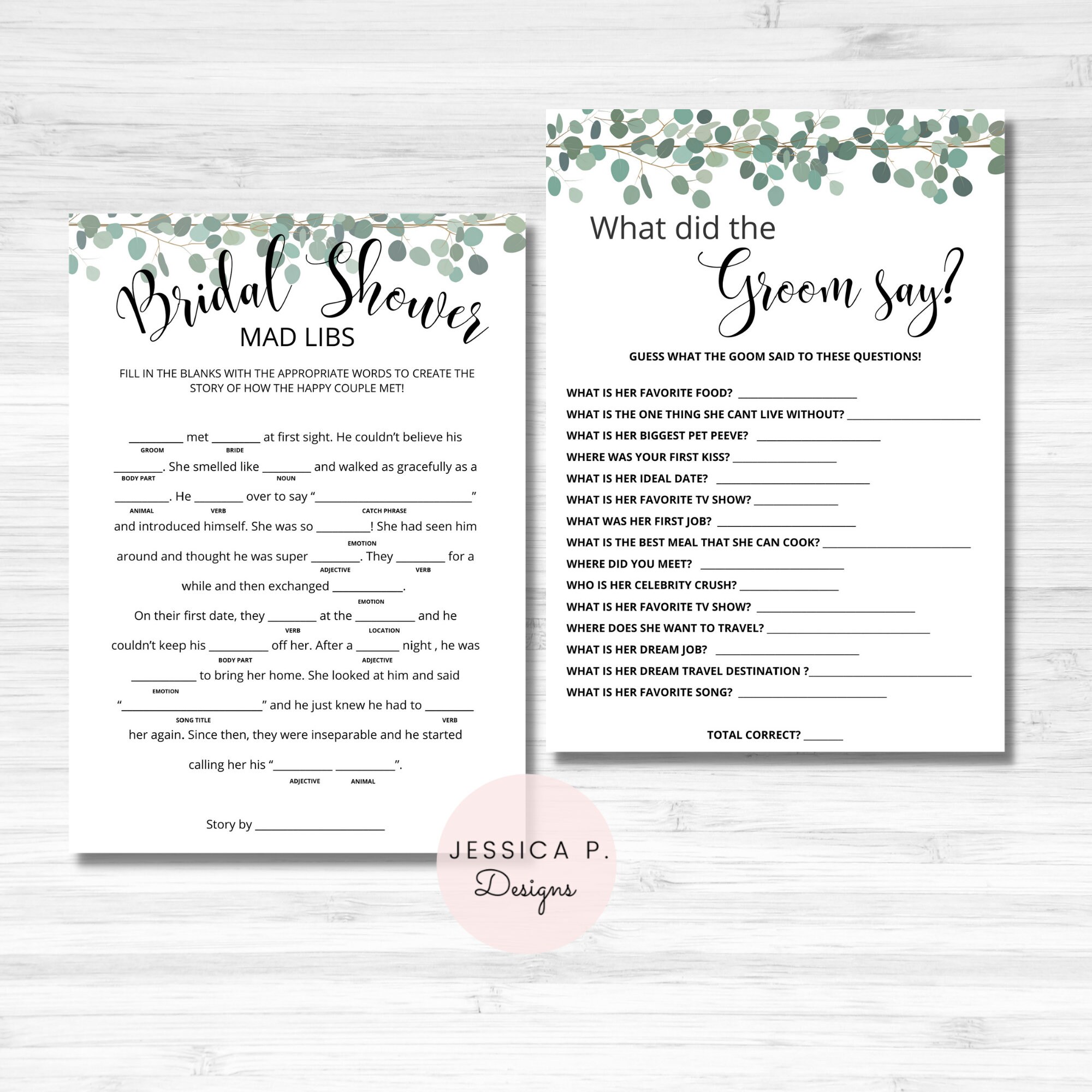 Bridal Shower Games, Bridal Shower Game, Bridal Shower, Greenery Bridal Shower, Wedding Shower