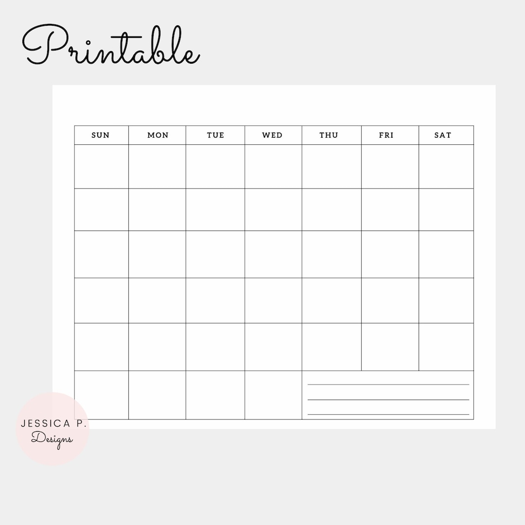 Blank Calendar, Monthly Calendar , Minimalist , Printable Calendar ...