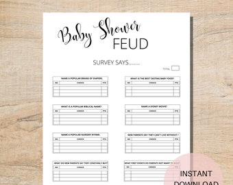 Baby Shower Fued, BABY SHOWER GAMES, baby shower game, baby shower, instant download, printable game, baby trivia