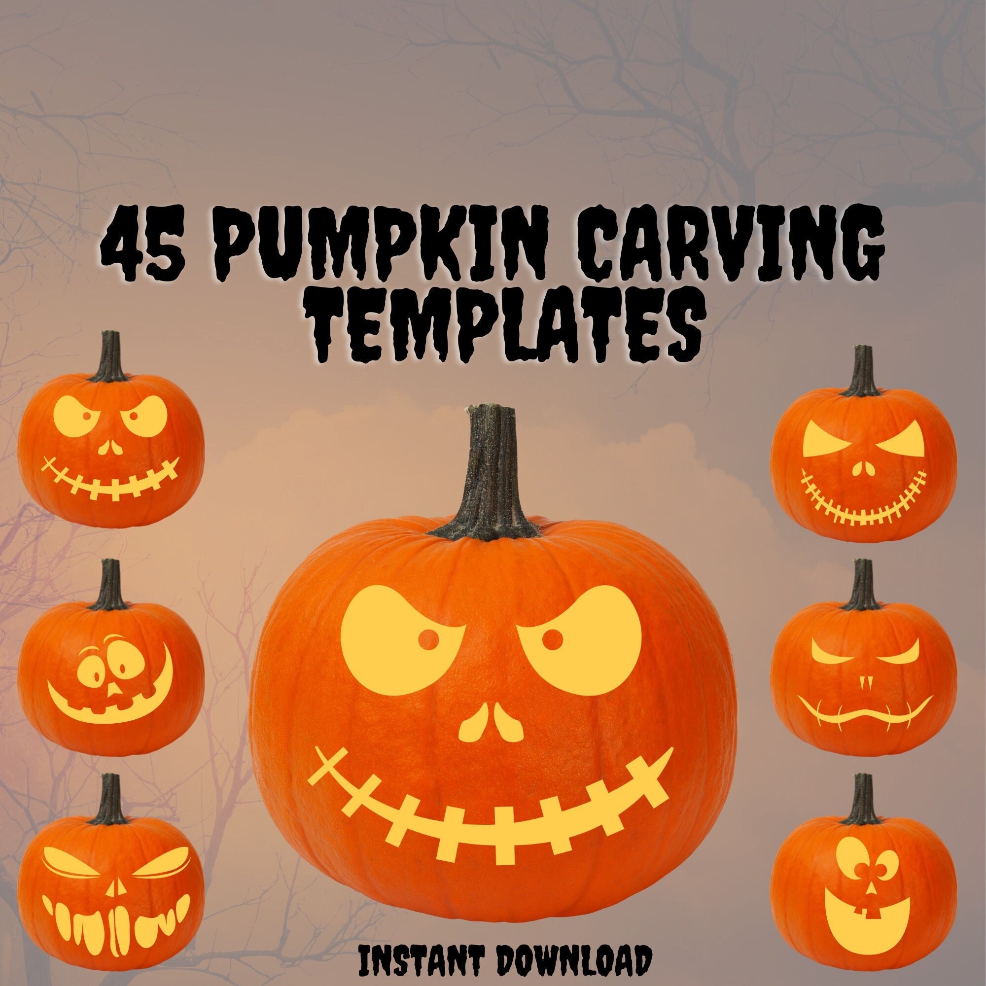 PUMPKIN CARVING TEMPLATE Pumpkin Carving Stencil Pumpkin - Etsy UK