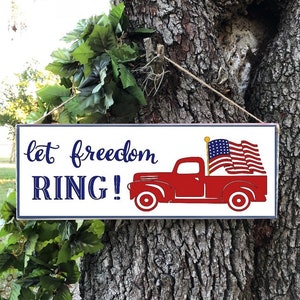 July 4th Sign, July 4th Decoration, Rustic Wood Sign, Fourth of July Decor, Independence Day Decor, Let Freedom Ring