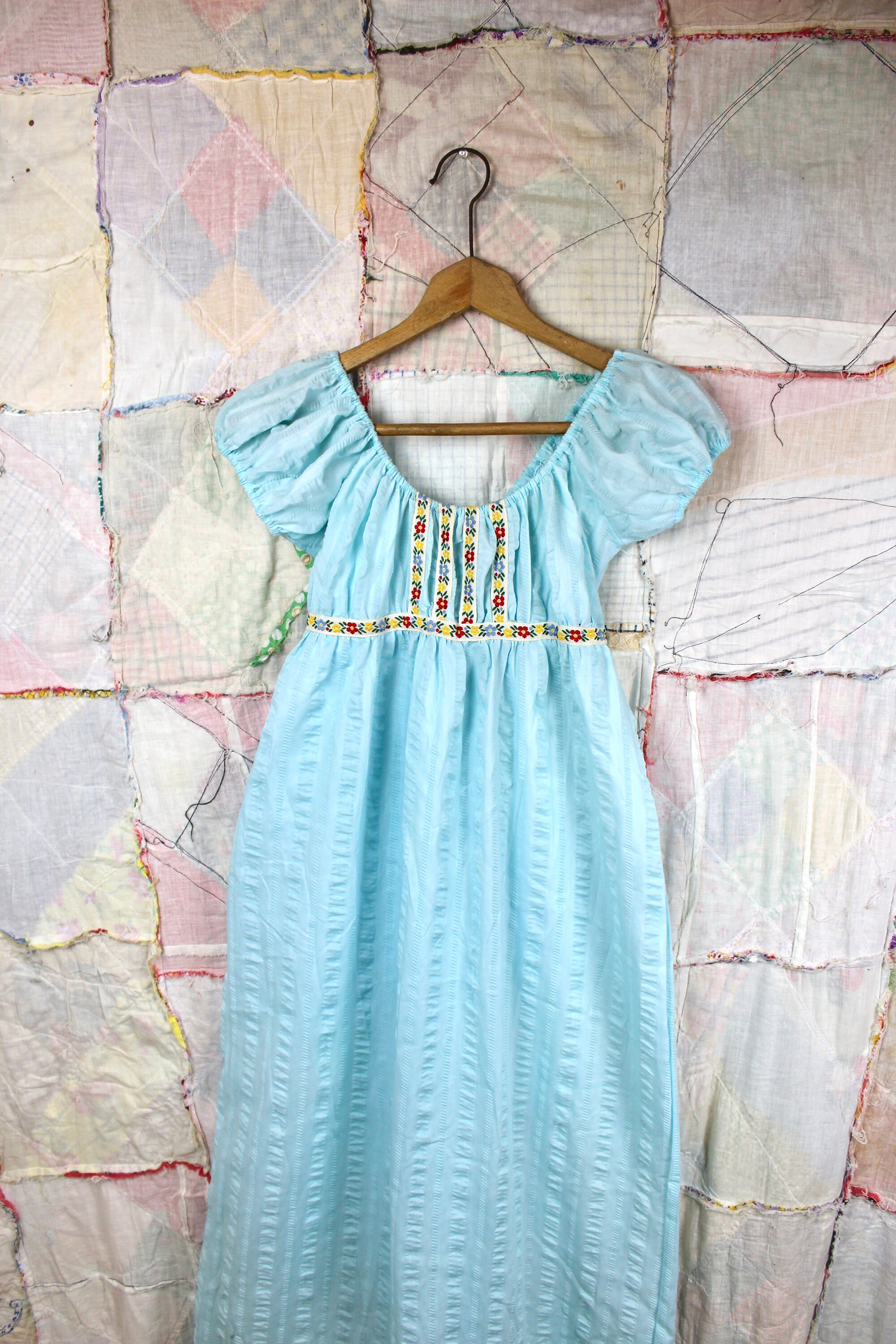 light blue peasant dress