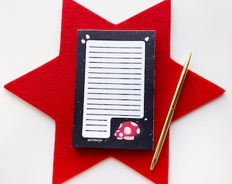 Anteckningsblock med glödande svamp - Cottagecore Stationery, daglig att-göra-lista
