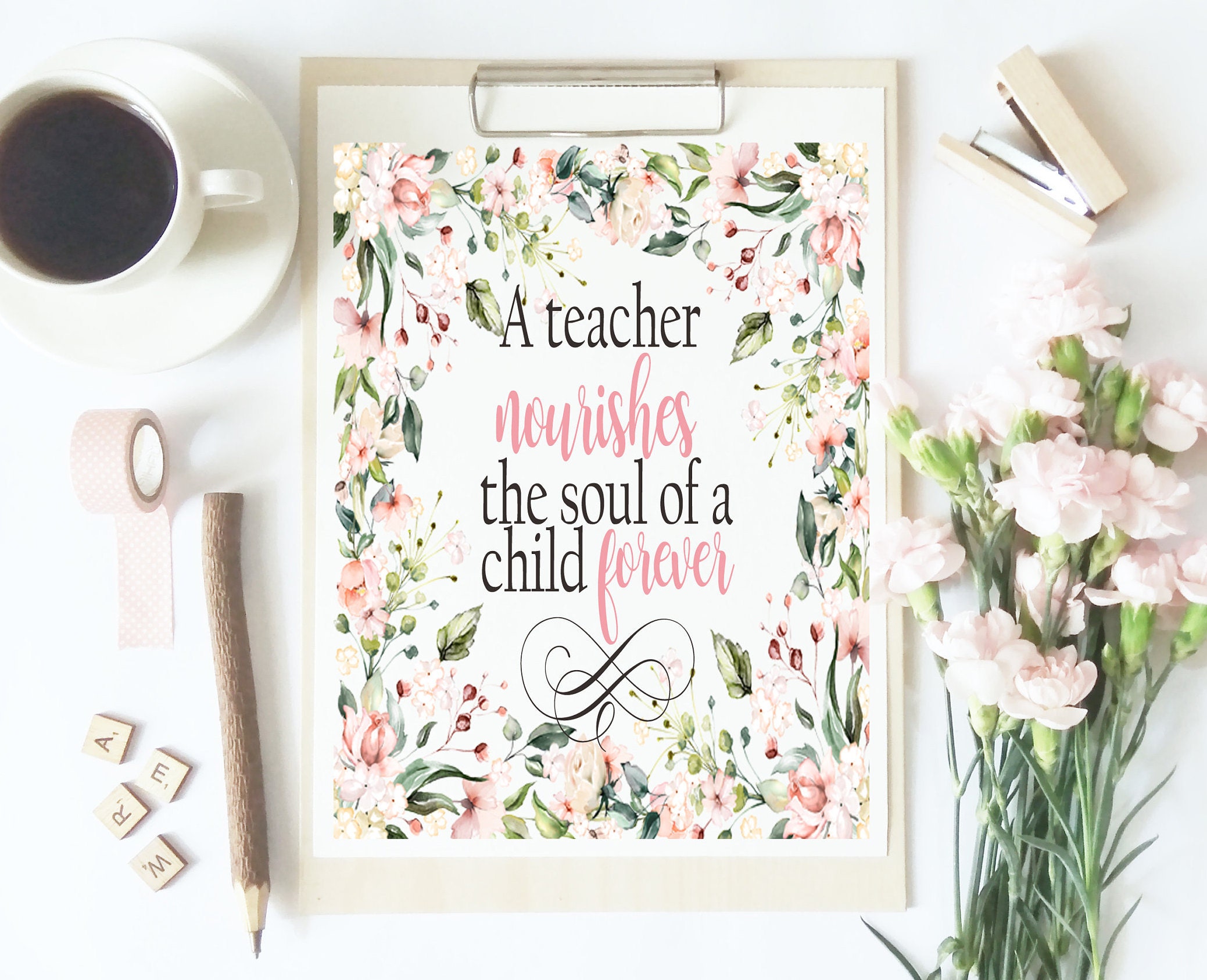 Teacher Gift Printable Wall Decor A teacher nourishes | Etsy
