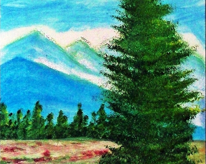 2017#28_Berglandschaft Oil Painting Mountain Forest Beard Tree Tree Meadow Oil Painting