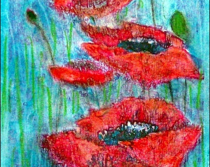 2018#20_Mohnblumen, still life, pastel painting, modern painting, flower painting, pastel painting, pastel painting, poppy seeds