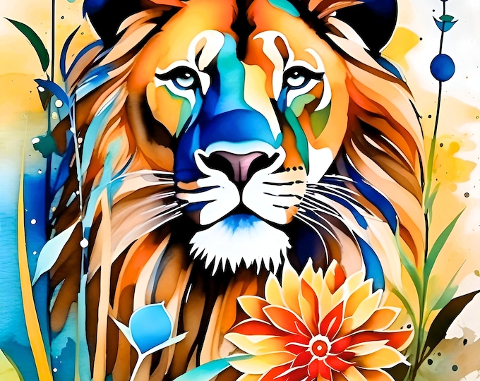 EAP21-W 12-Lion, Art Print from Original Watercolor Painting, Watercolor Art, Fine Art Painting, Art Decoration, Art Prints, Watercolor Painting, Animal