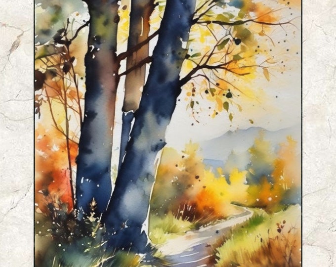 EAP21-AIA#1_ Forest path, Artprint from Original Watercolor Painting by Armin Behnert, watercolor art, landscape, wall decoration, art print, art