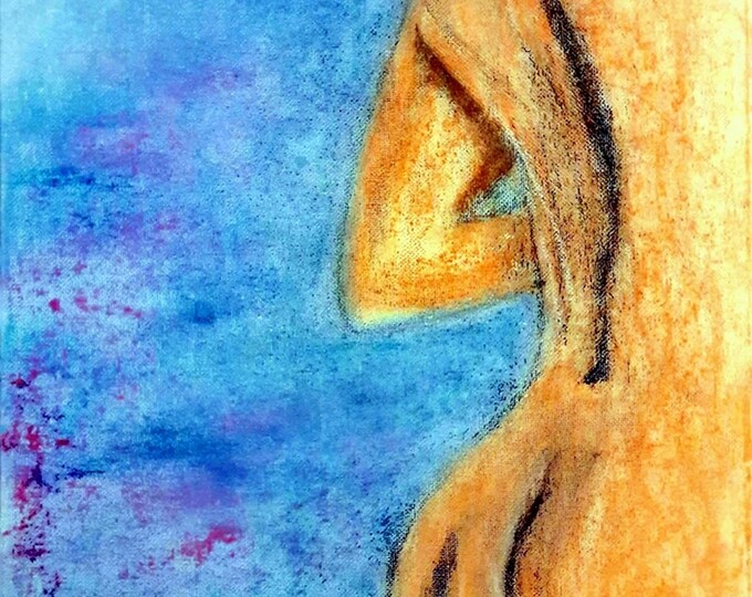2019-34_Frauenakt, Pastel Painting, Erotic, Nude, Woman, Girl, Figurative, Abstract, Pastel Painting, Pastel Chalk, Canvas, Pastel Painting