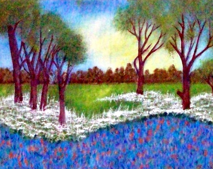 2019 14_Landschaft with flowers, oil painting, landscape, forest, trees, meadow, flower meadow, oil painting, oil painting, landscape painting, summer