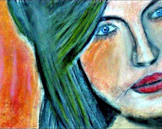 2018#29_Frauenportrait, pastel painting, woman, girl, portrait, feminist, figurative, modern painting, pastel painting, pastel painting