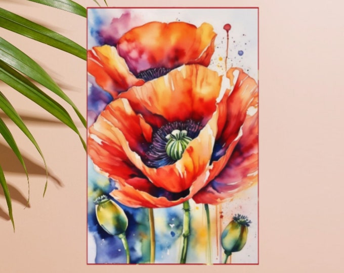 EAP21-AIA2_ Art Print from Original Watercolor Painting by Armin Behnert, flower picture, poppy art, watercolor art, 3 variations