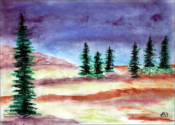 2017#62_Hügellandschaft, Bäume, Pastellgemälde, Wiese, Feldlandschaft, Kiefern, TannenLandschaftsbild, Hügel, Pastellmalerei, Pastellbild