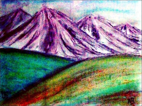 201712_berglandschaft Pastel Painting Pastel Chalk Landscape Berge Snow  Hill-meat-meadow Med Pastel Painting Pastel Painting 