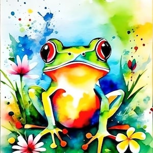 EAP21-AiA_ Frog, Art Print from Original Aquarelle Painting par Armin Behnert Art, aquarelle, art déco, image animale, peinture d’art