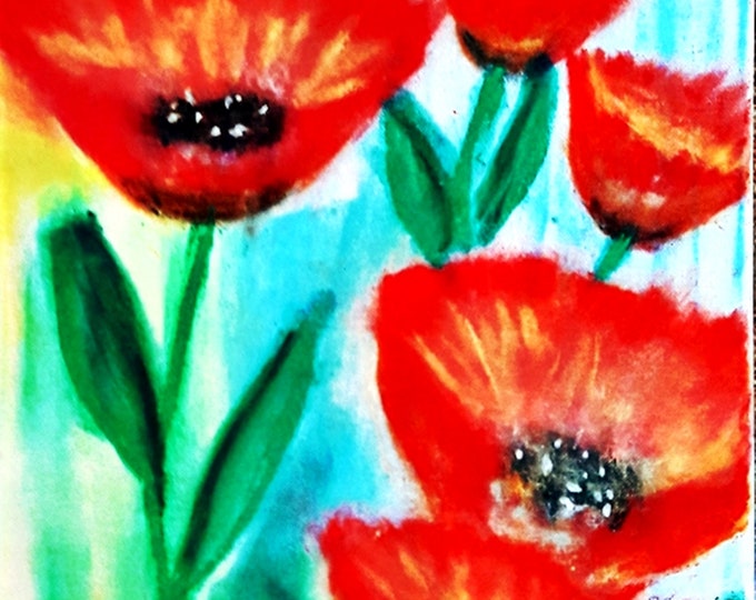 2020'04_Mohnblumen, Pastel Painting, Poppy Blossoms, Flowers, Nature, Still Life, Plants, Pastel Picture, Pastel Painting, Poppies Painting, Flowers