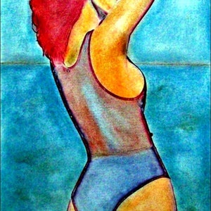 2018#26_Beach Girl, Pastel Picture, Sea, Clouds, Beach, Woman, Feminine, Landscape, Pastel Painting, Pastel Painting