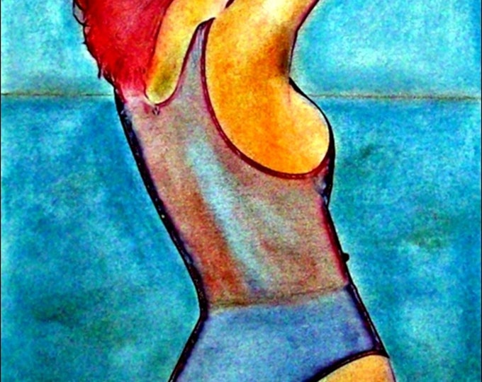 2018#26_Beach Girl, Pastel Picture, Sea, Clouds, Beach, Woman, Feminine, Landscape, Pastel Painting, Pastel Painting
