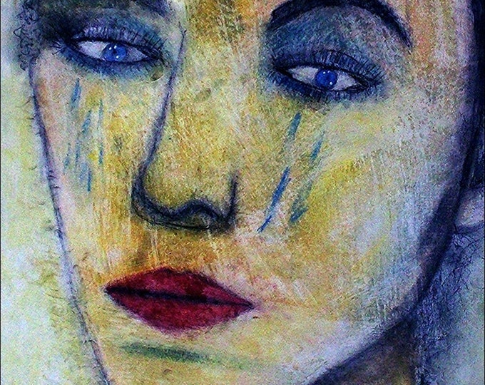 2018#31_Abstraktes portrait, pastel painting, portrait, woman, girl, feminist, pastel painting, modern painting, pastel painting