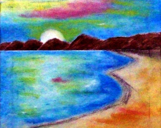 2019 11_Sonnenuntergang by the sea, oil painting, seascape, coast, beach, sea, sun, landscape, oil painting, modern art, mural