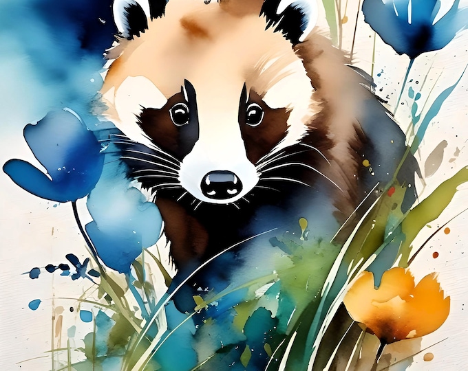 EAP21-W 11-Badger, Art Print from Original Watercolor Painting, watercolor art, art deco, badger painting, animal painting