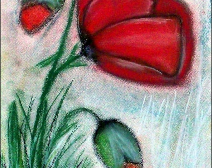 2018 # 12_Stillleben with poppy flowers, pastel painting, flowers, poppies, blossoms, buds, pastel painting, pastel picture