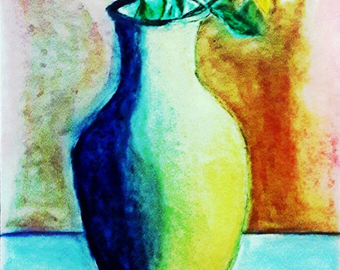 2019'22_Zwei sunflowers in vase, pastel painting, sunflowers, vase, still life, modern painting, art, pastel painting, pastel painting
