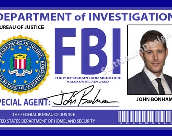 Supernatural FBI Badge "John Bonham" AKA Dean Winchester