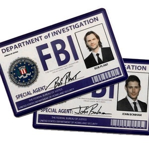 Supernatural (2 pack) Prop FBI Badges with Sam and Dean Winchester