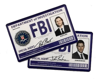 Supernatural (2 pack) Prop FBI Badges with Sam and Dean Winchester
