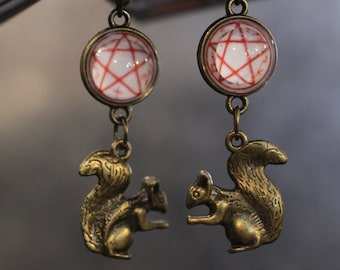 Supernatural inspired earrings:  With Devils Trap and Squirrel.