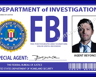 Supernatural FBI Badge "Agent Beyonce" AKA Castiel (Misha Collins)