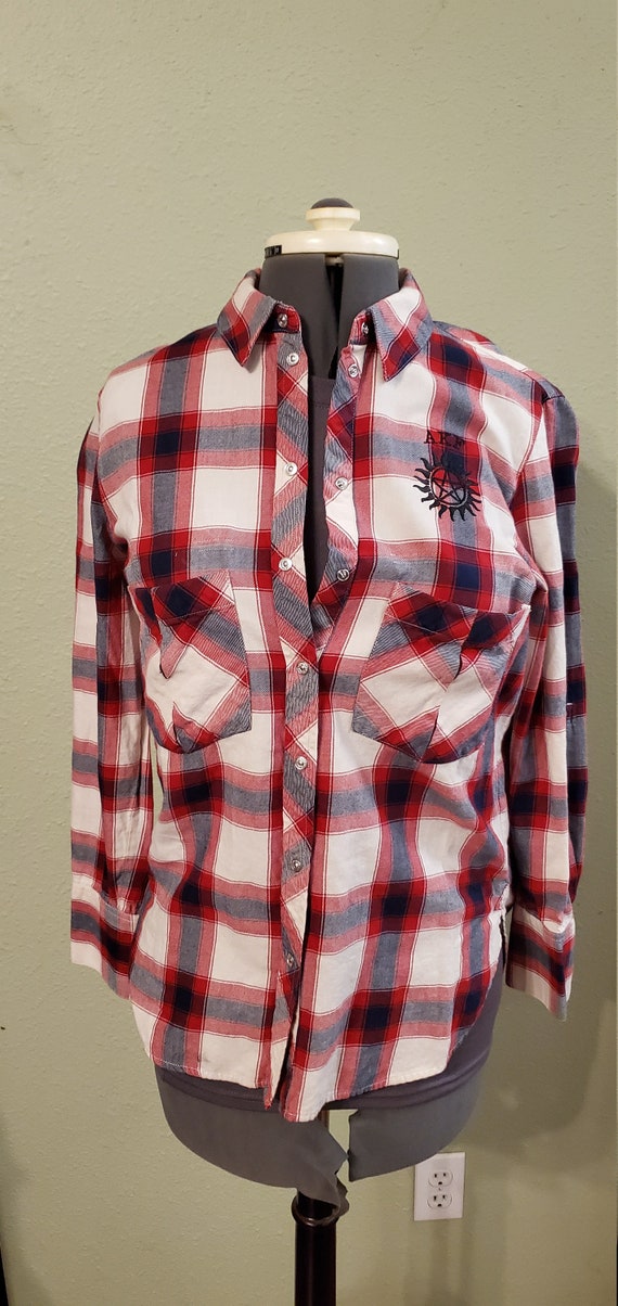 Plaid Flannel Moose and Squirrel Shirt Button Down