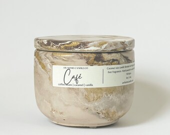 Sustainable Repurposable Concrete Candle | CAFE | Coffee Candle | Coconut wax | Eco-friendly | Eco-luxe Candle