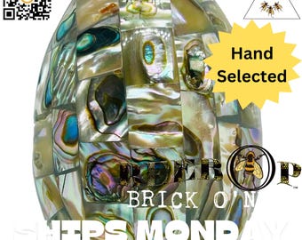 Egg collection 29: Vintage Mosaic Mother of Pearl Abalone egg on stand