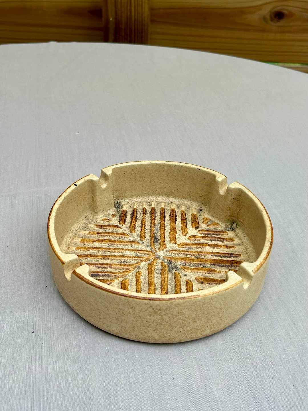 Ashtray Collection 3: Vintage Round Pottery Craft Ash Tray Yellow ...