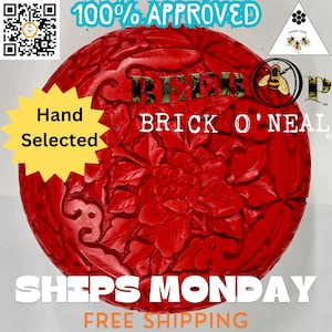 May include: Red circular trinket box with a floral design and the words "BEEBOP BRICK O'NEAL" in gold lettering. The box is hand-selected and comes with free shipping.