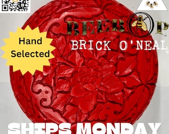 Oriental lacquerware Round/Circular RED Jewelry box～A Beebop Farm Approved Product