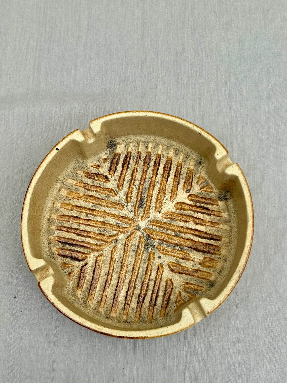 Ashtray Collection 3: Vintage Round Pottery Craft Ash Tray Yellow ...