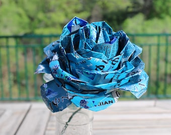 Recycelte Blaue Hawaiianische Rose - Upcycled Aluminium Blumen