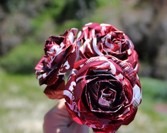 Recycled Dr Pepper Can Rose - Upcycled Aluminum Flowers