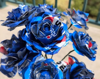 Recycled Pepsi Can Rose - Upcycled Aluminum Flower