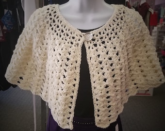 Crochet Capelet Shawl w/ Button